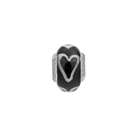 Lovelinks Black & white Hearts Murano glass charm bead 11821077-99