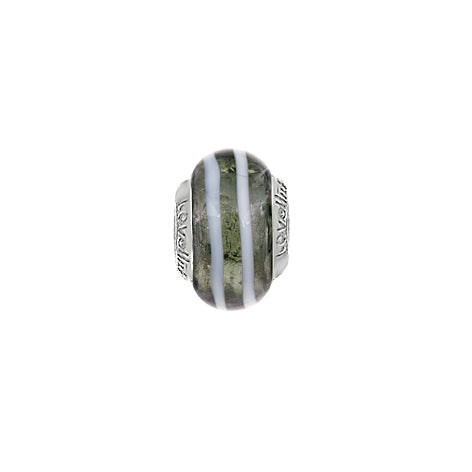 Lovelinks Pinstripe grey Murano glass charm bead 11821145-99