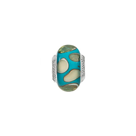 Lovelinks Teal Blue Confetti Murano glass charm bead 11821246-99