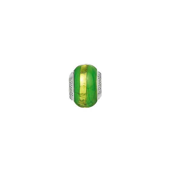 Lovelinks Green Stripe Murano glass charm bead 1182490-99