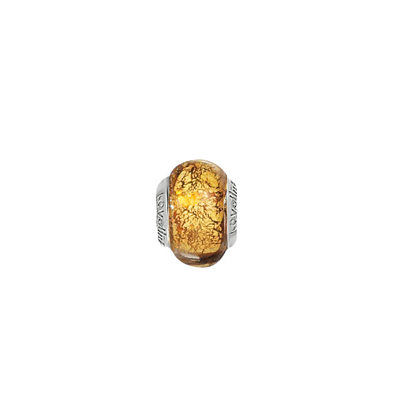 Lovelinks Honey Marble Amber Murano glass charm bead 1182599-99