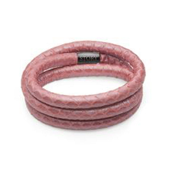 unusual pink snakeskin triple wrap magnetic bracelet