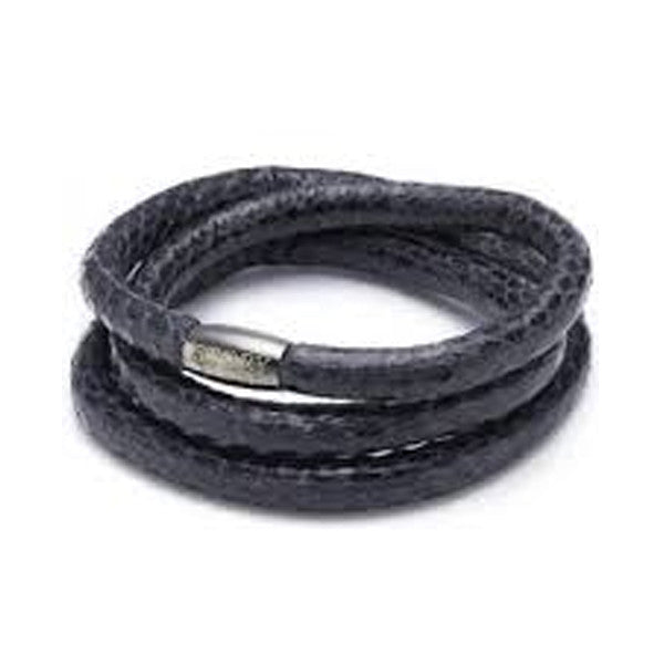 Triple wrap snakeskin bracelet with magnetic clasp