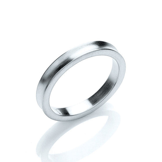 Simple concave silver band ring, matt finish