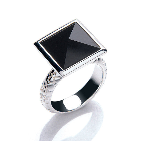 December's birthstone; black onyx pyramid ring