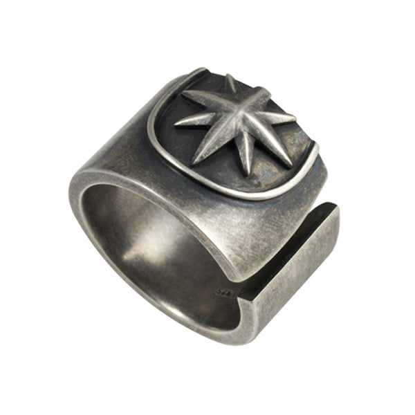 Unusual open ring with 8 pointed star design by Cai Jewellery - Jewelled  Raven