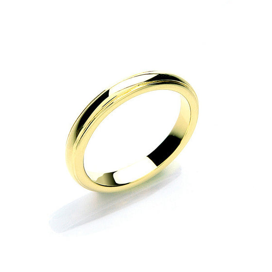 Gold plaited ring with grooved edges by Daisy