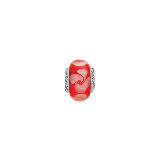 11821222-99 Lovelinks Stormy Rose Red and white Murano Glass Bead