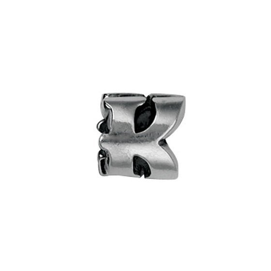 solid silver letter k charm bead by Blog
