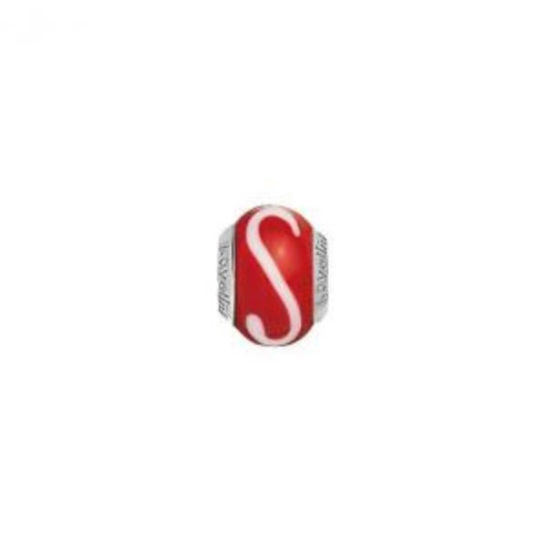 1182448-99 Lovelinks Bead White Scroll Red murano glass