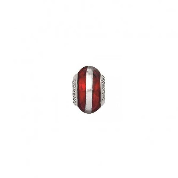 1182560-99 silver stripe red lovelinks murano glass bead
