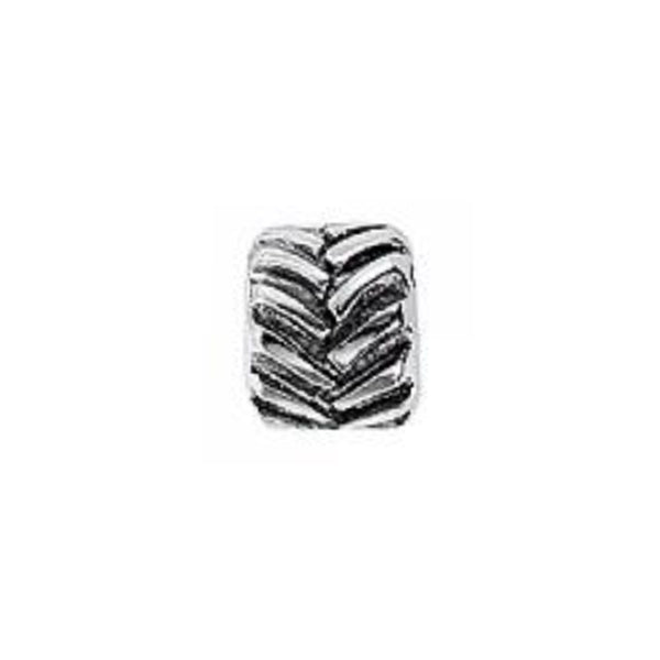 Highly textured tyre tread silver charm bead - perfect for men
