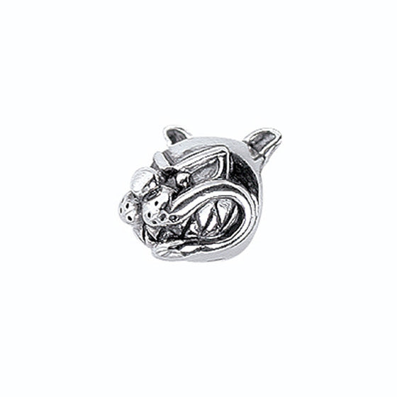 Solid silver dog charm for mens bracelet or necklace