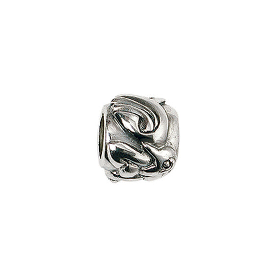 Silver bead with intertwining birds called Celtic Wings