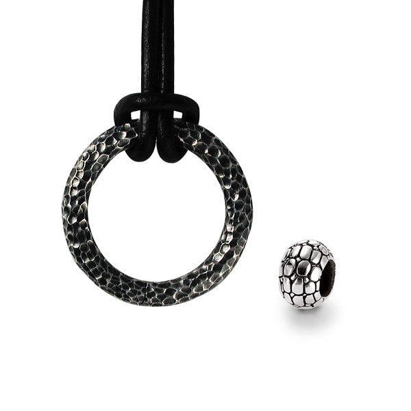 Dark alternative hinged ring pendant with removable bead