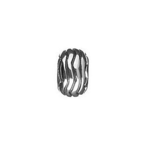 1186144 multi grooved vertical striped bead in silver