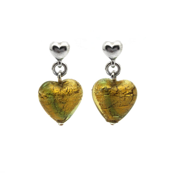 Silver and Murano Glass drop heart earrings by Aagaard