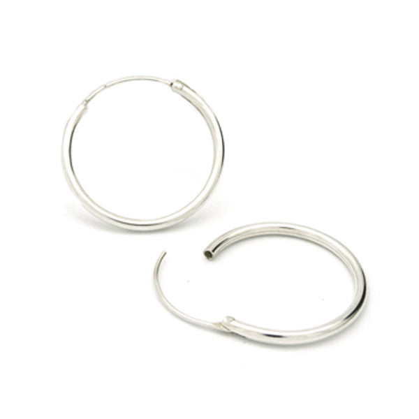Sterling silver hoop sleeper earrings, 21mm diameter