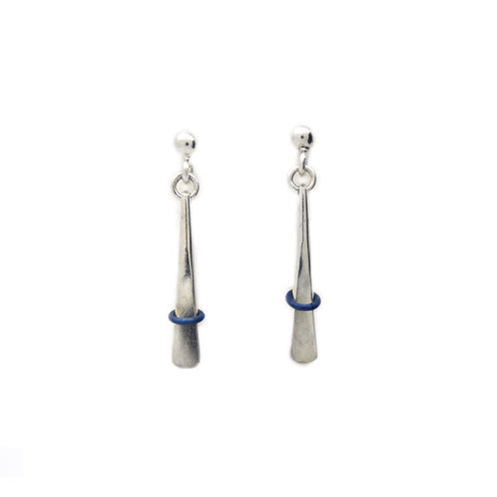 tapered ball stud drop earrings in silver with titanium