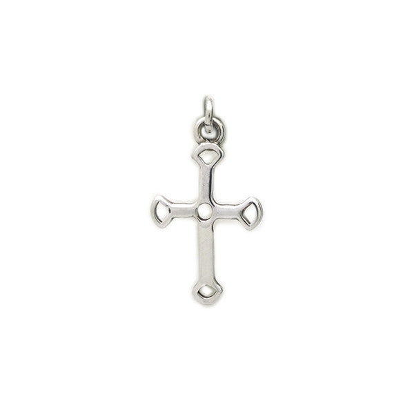 tiny silver cross with hole deatiling on ends