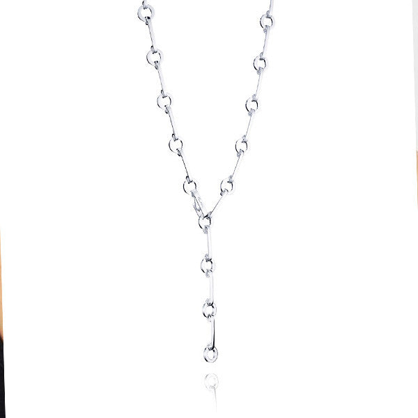 Solid silver necklace worn as lariat by Efva Attling, Stockholm