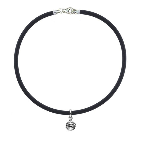 unisex black leather necklace with a silver knot charm