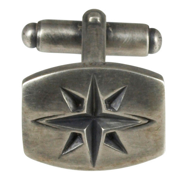 single star darkened silver design cufflink
