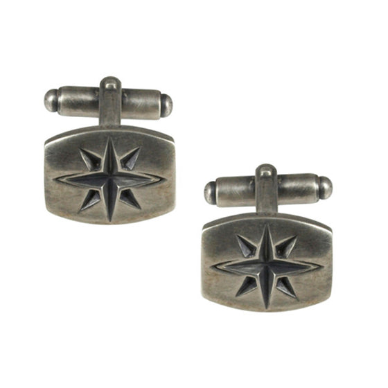 unusual cufflinks with an engraved star design