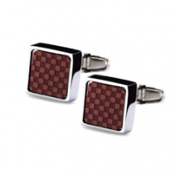 Square Aero Mindy Checker cufflinks in pinky red