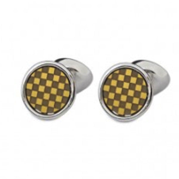 Mindy Aero round checkered cufflinks in stainless steel