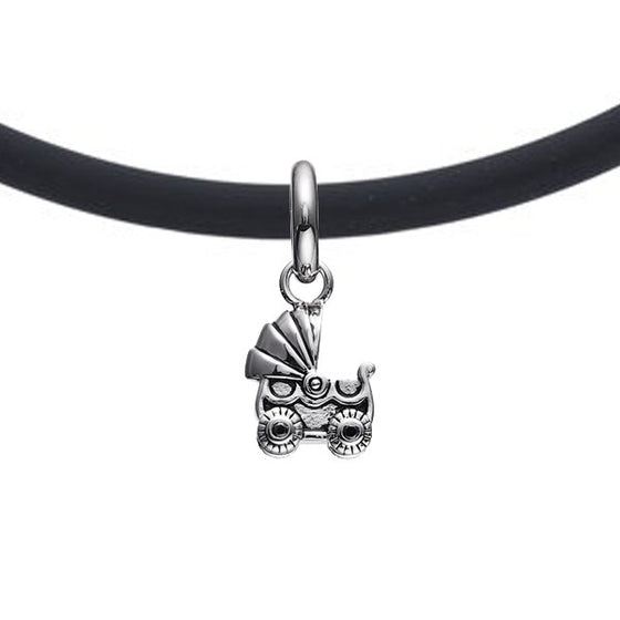4208790 cute Story pram pendant on leather thong necklace
