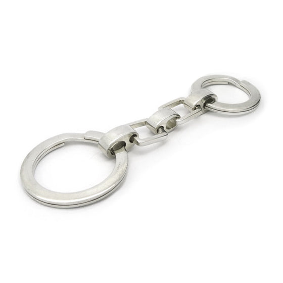 Solid silver double split ring ended key chain by Seven