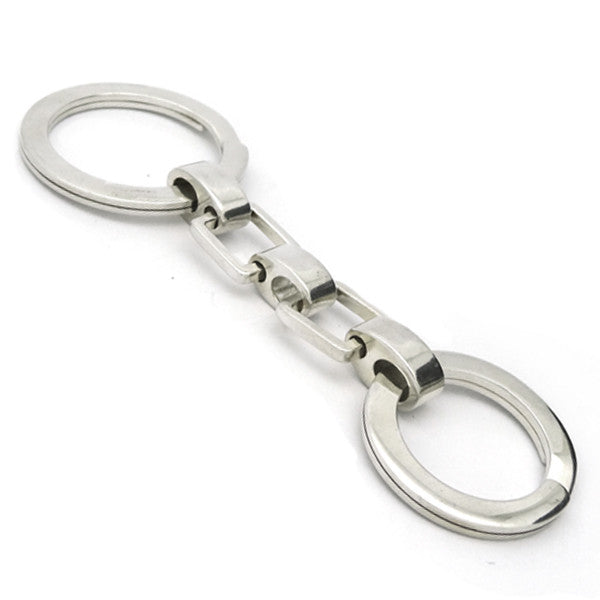 heavy duty polished silver key ring with elegant chain