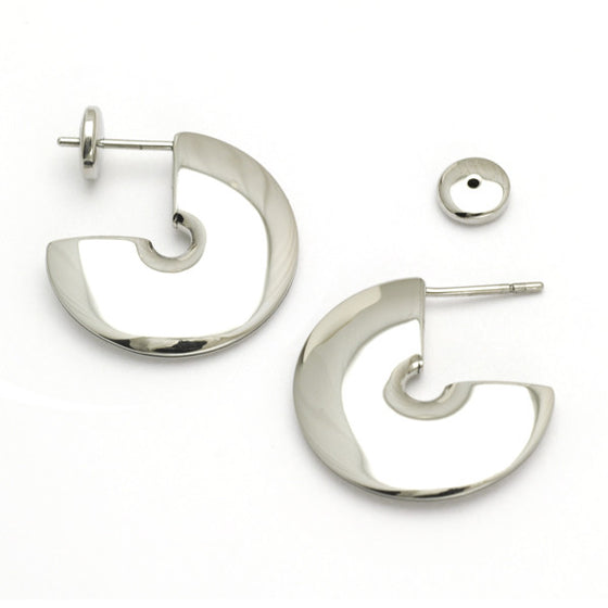 Large Calvin Klein elegant 3/4 hoop earrings in steel CK56F-E