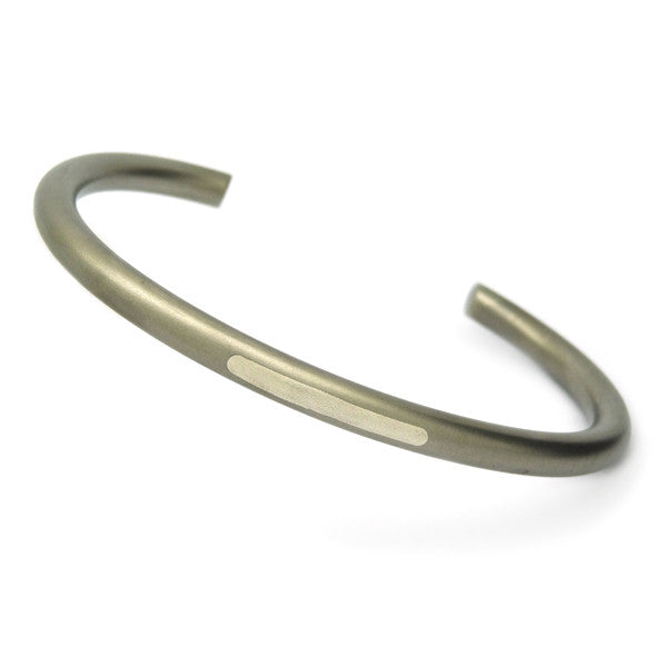 softly contrasting titanium and silver man's bracelet