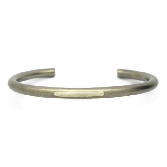 sleek titanium cuff bangle with silver detail - Feniom