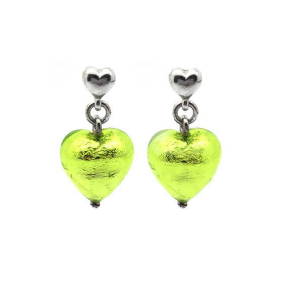 Beautiful bright vibrant green murano glass hanging earrings