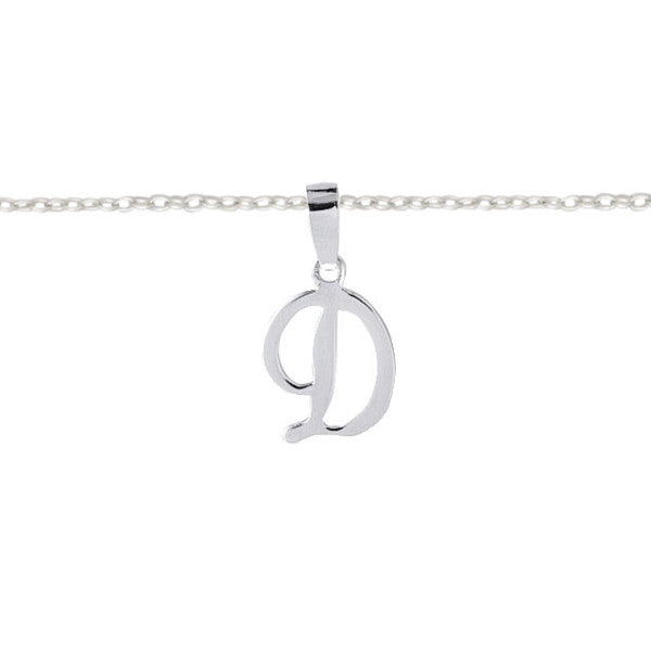 initial D in sterling silver pendant on chain by Aagaard