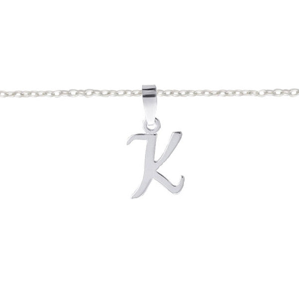 Letter K necklace with an adjustable 16-18 inch chain