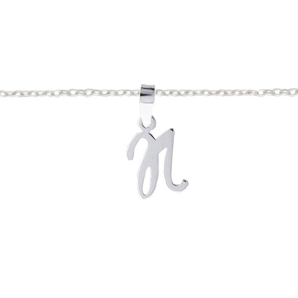 Lovely letter N pendant on a silver chain; brilliant gift