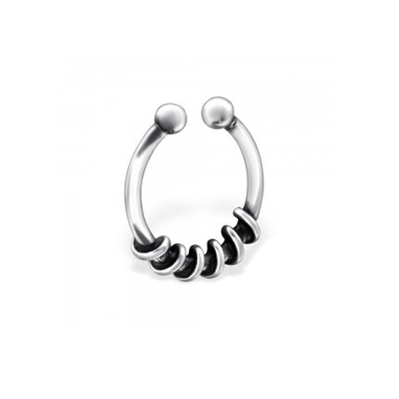 Wrapped wire faux septum silver nose ring