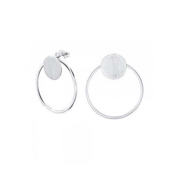 Flat circle sterling silver studs with wire silhouette back jacket