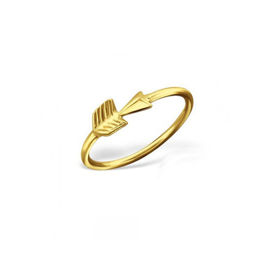glowing gold plated sterling silver arrow midi ring