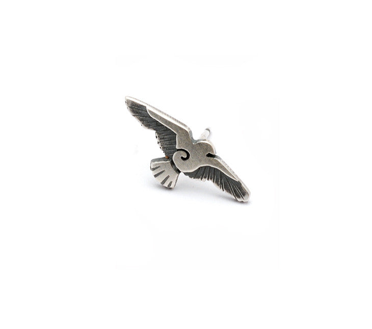single soaring bird mens sterling silver stud earring