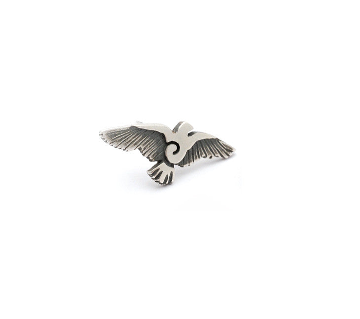 925 solid silver Raven bird stud earring for men by Annika Rutlin