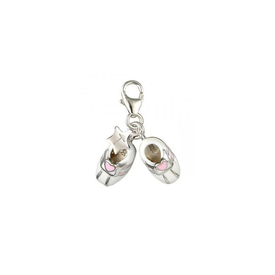 Clip on baby shoes in silver with enamel detail