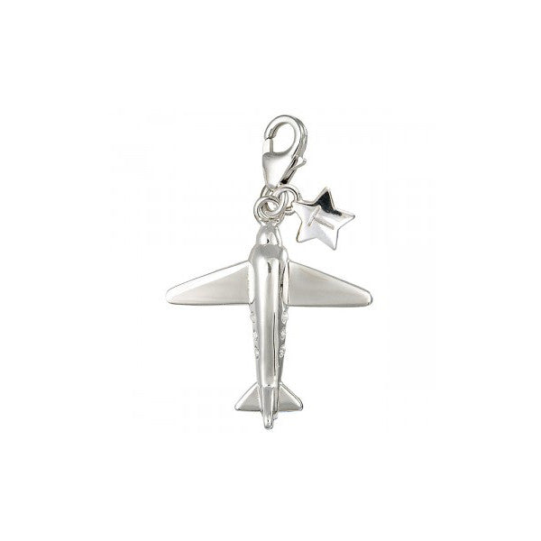 SCH1 silver aeroplane charm with bling windows