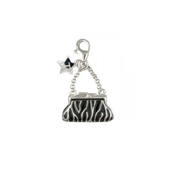 SCH44 Gorgeous zebra handbag charm in silver & black
