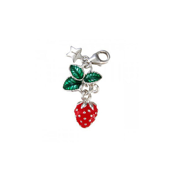 Gorgeous red strawberry charm in silver & enamel