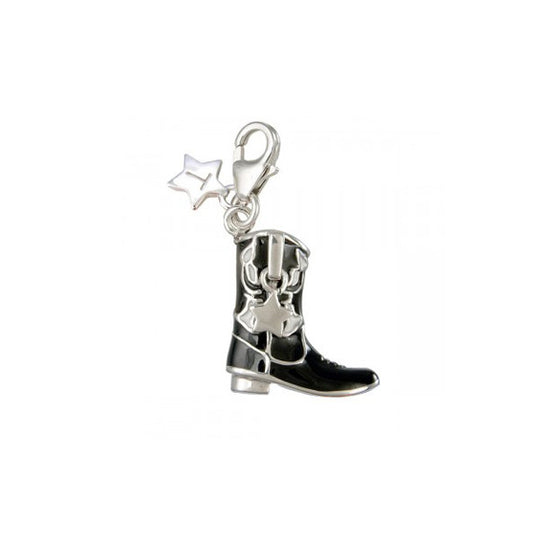SCH9 black and silver cowboy boot clip on charm